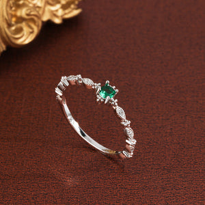 Dainty Green Gemstone Stacking Band Ring