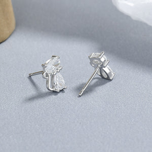 Boucles d'oreilles à tige en émail en forme de chat mignon