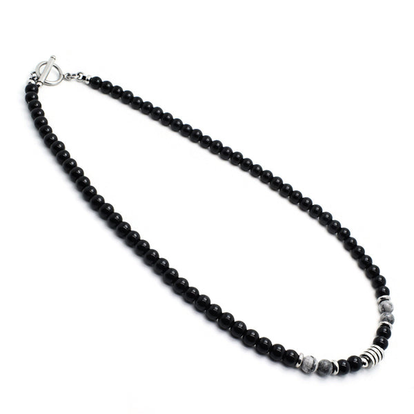 Black Bead Man Necklace