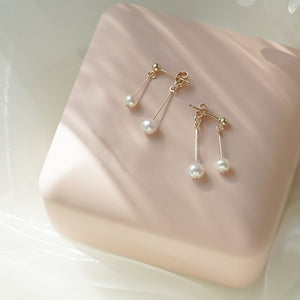 Pearl Dangle Drop Stud Wedding Earrings