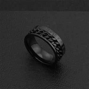 Bague à chaîne tournante avec alphabet runique