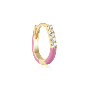 Kleine Huggie-Creolen mit farbigem Emaille