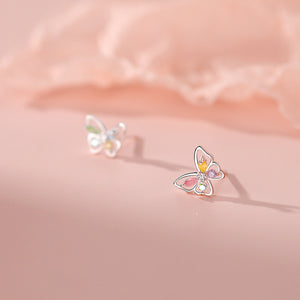 Small Butterfly Color Gemstone Stud Earrings