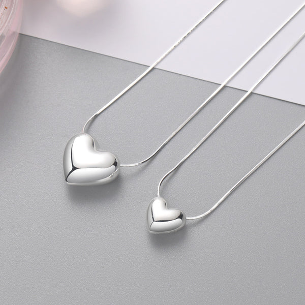 Silver Three-Dimensional Heart Necklace