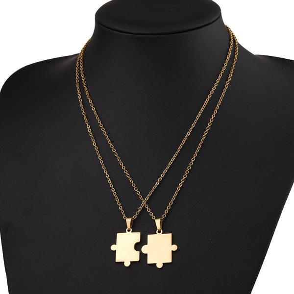 Puzzle Pendant Couple Necklace