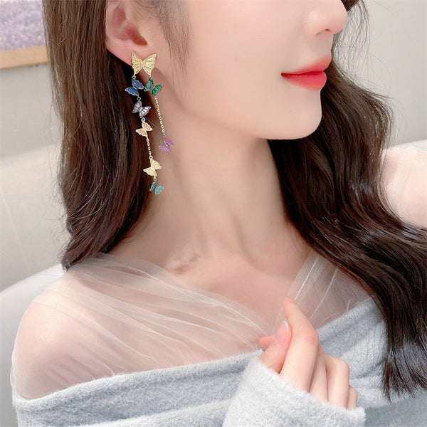 Butterfly Tassel Stud Earrings