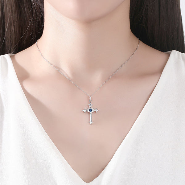 Silver Cross Couple Necklace