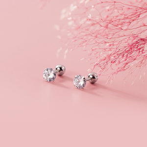 Tiny Small Silver Screw Back Stud Earrings