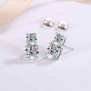 Round Color Moissanite Wedding Stud Earrings