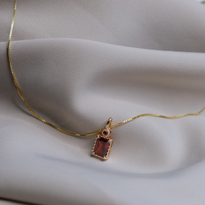 Vintage Red Zircon Pendant Necklace