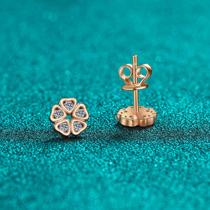 Round Moissanite Heart Flower Stud Earrings