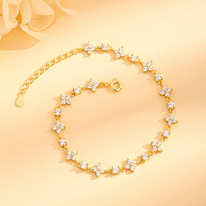 Dainty Four Leaf Clover Charm Bracelet