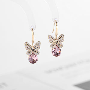 Teardrop Butterfly Drop Statement Earrings