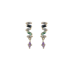 Rainbow Gemstone Drop Stud Earrings