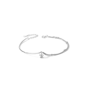 Solitaire Silver Star Charm Stacking Bracelet
