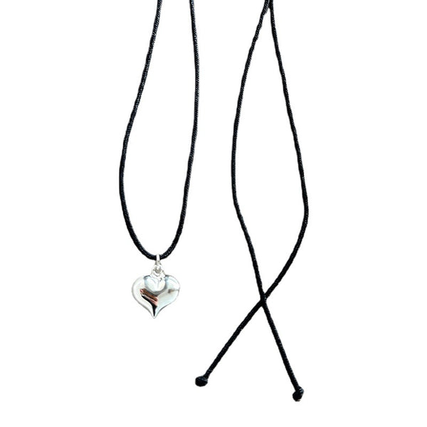 Silver Heart Rope Necklace