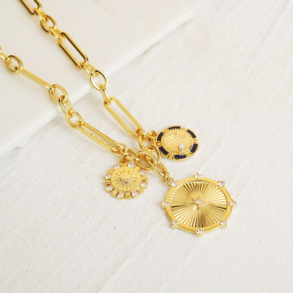 Gold Sun Pearl Necklace