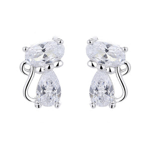 Boucles d'oreilles à tige en émail en forme de chat mignon