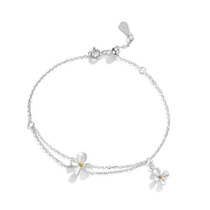 Delicate Double Layer Flower Charm Bracelet
