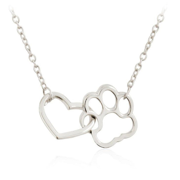 Dog Paw Heart Necklace