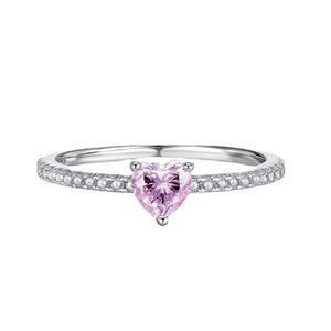 Pink Heart Pave Band Stacking Ring