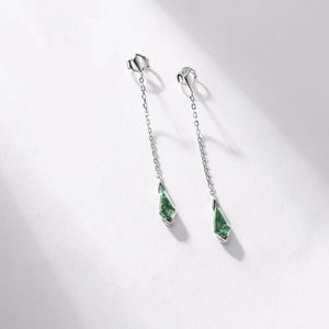 Dainty Moss Agate Dangle Drop Stud Earrings