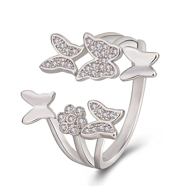 Exquisite Butterfly Flower Ring