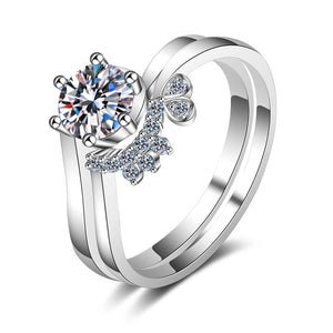 Moissanite Leaf Bypass Engagement Ring