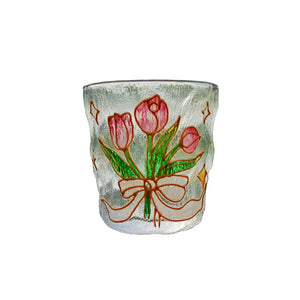 Hand Paint Flower Strawberry Drinking Glass