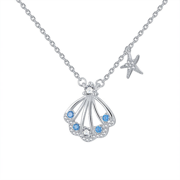 Silver Starfish Seashell Necklace