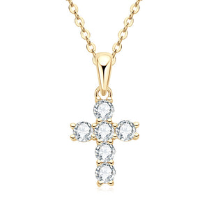 Round-Cut Moissanite Cross Pendant Necklace