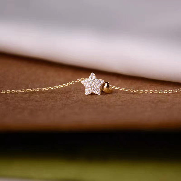 Gold Star Heart Necklace