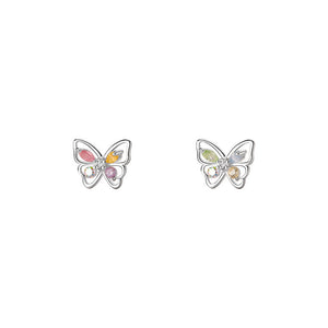 Small Butterfly Color Gemstone Stud Earrings