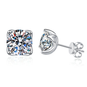 Boucles d'oreilles puces rondes en moissanite en forme de fleur pour mariage