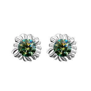 Color Moissanite Sunflower Stud Earrings