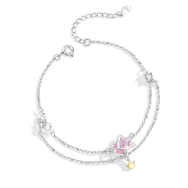 Pink Heart Crown Bracelet