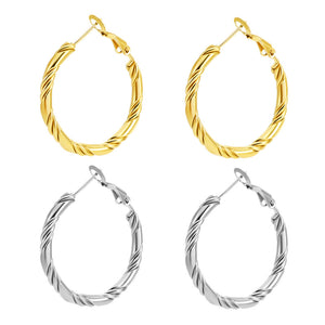 Twist Spiral Huggie Hoop Statement Earrings