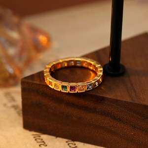 Dainty Rainbow Gemstone Stacking Ring