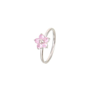 Pink Purple Flower Stacking Thin Band Ring