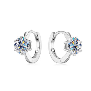 Six-Prong Moissanite Huggie Hoop Earrings