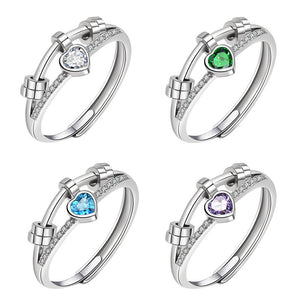 Heart Bead Anxiety Fidget Spinner Ring