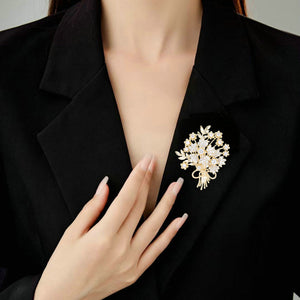 Floral Flower Bouquet Wedding Brooch