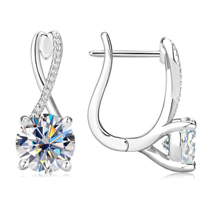 Moissanite Mobius Latch Back Hoop Earrings