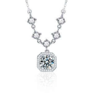 Moissanite Halo Wedding Charm Necklace