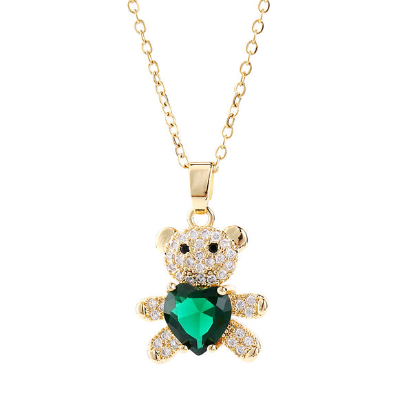 Cute Heart Bear Pendant Necklace