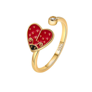 Ladybug Heart Anxiety Fidget Spinner Ring