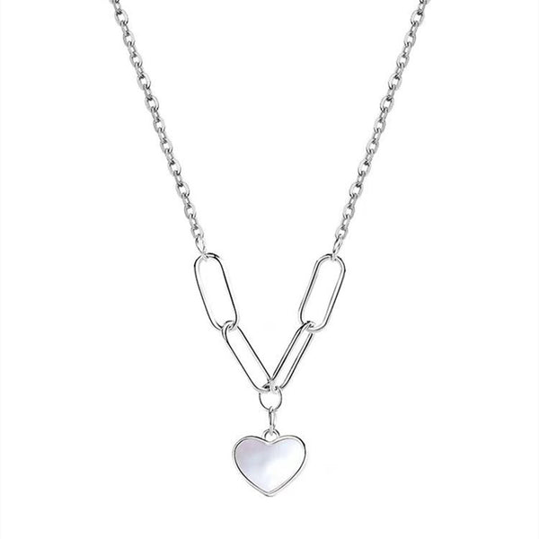 Silver Shell Heart Pendant Necklace