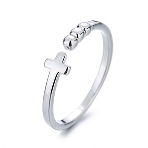 Silver Cross Stacking Thin Band Ring
