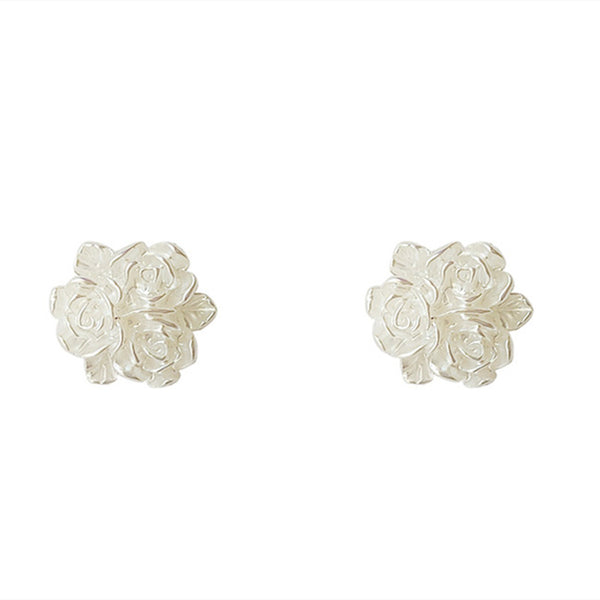 White Rose Flower Stud Earrings