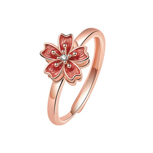 Pink Peach Blossom Fidget Spinner Ring
